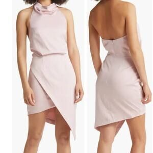 Elliatt dress Camo Asymmetric satin cocktail pink Large L